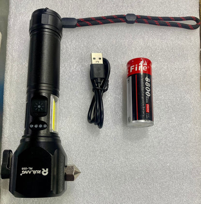Ruilang RL-233 LED Torch – Power Bank, Police Light & 1KM Beam Range