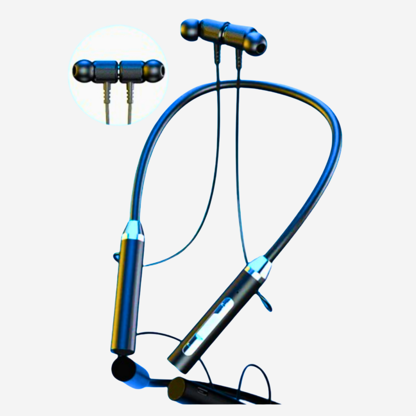 Magnetic Neckband Earphones – Wireless Bluetooth with HD Sound & Mic