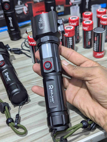 Ruilang RL-2210 LED Torch – Power Bank, Police Light & 1 KM Beam Range