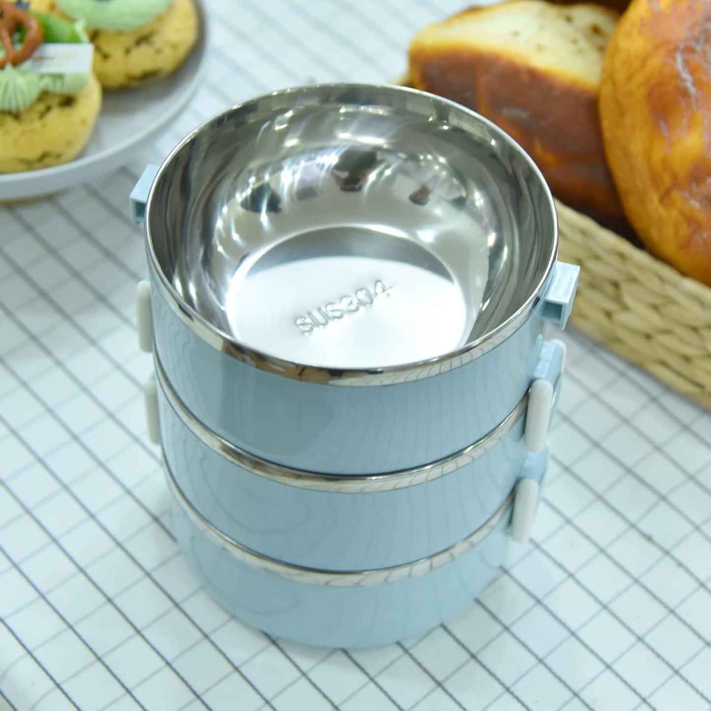 3 Tier Stainless Steel Tiffin Box – Leakproof & Insulated Lunch Carrier