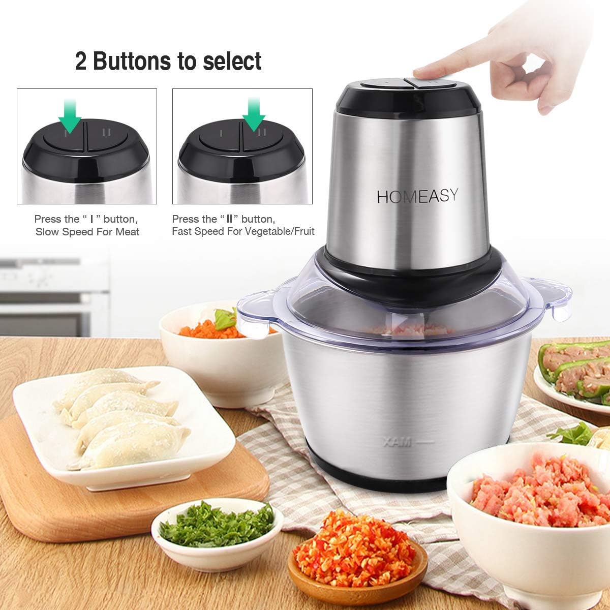 Anex Electric Meat Chopper 850W – 5 Blades, Garlic Peeler, Egg Mixer