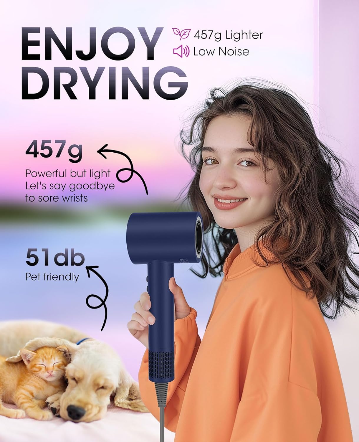 Professional Hair Dryer – Powerful & Lightweight Electric Blow Dryer