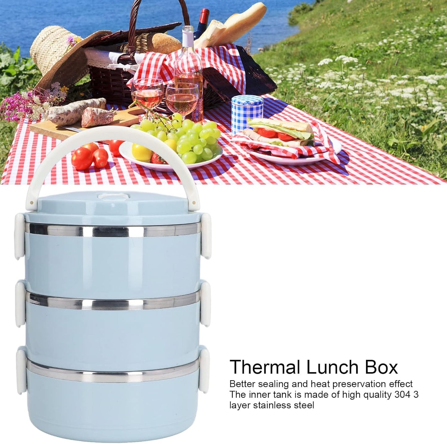 3 Tier Stainless Steel Tiffin Box – Leakproof & Insulated Lunch Carrier