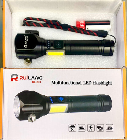 Ruilang RL-233 LED Torch – Power Bank, Police Light & 1KM Beam Range