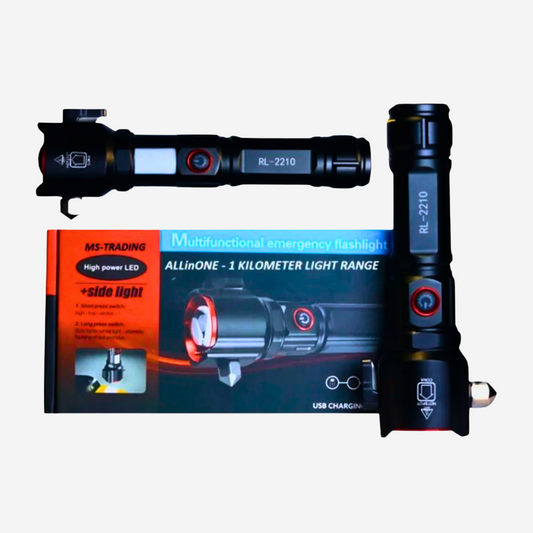 Ruilang RL-2210 LED Torch – Power Bank, Police Light & 1 KM Beam Range
