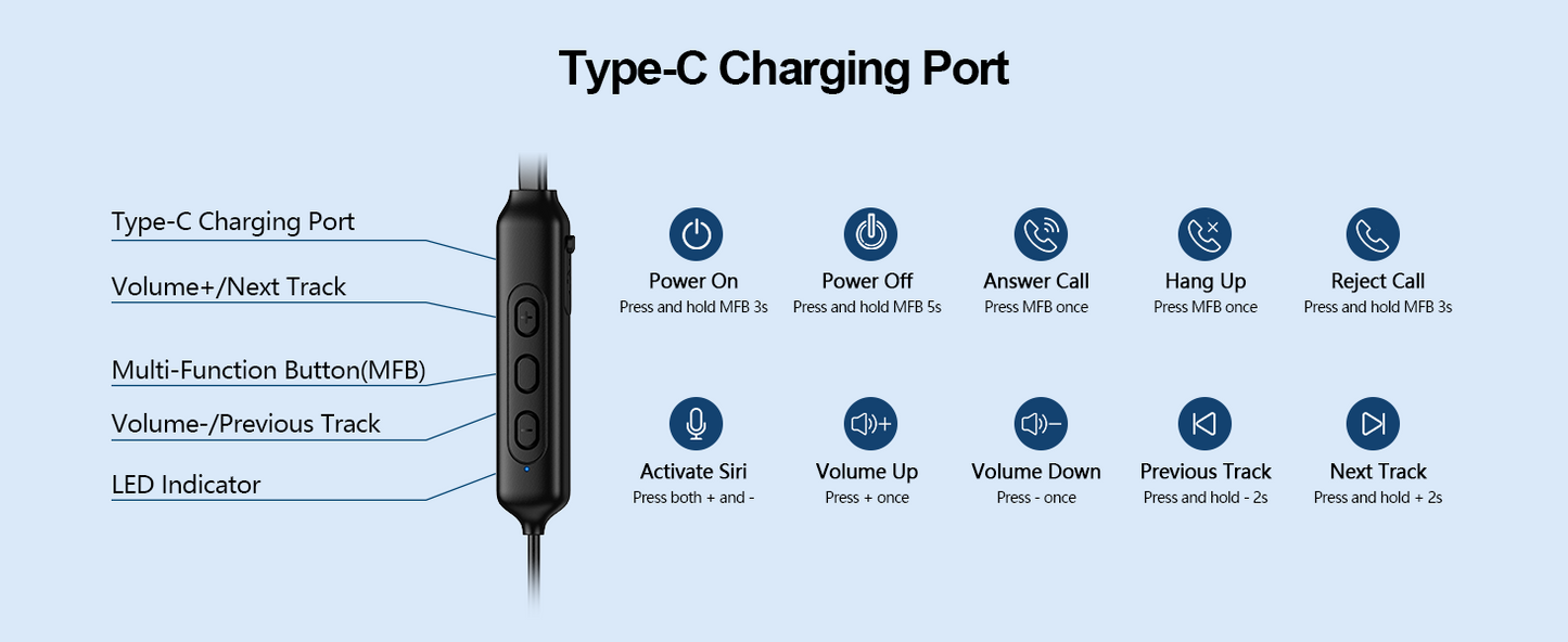 Magnetic Neckband Earphones – Wireless Bluetooth with HD Sound & Mic
