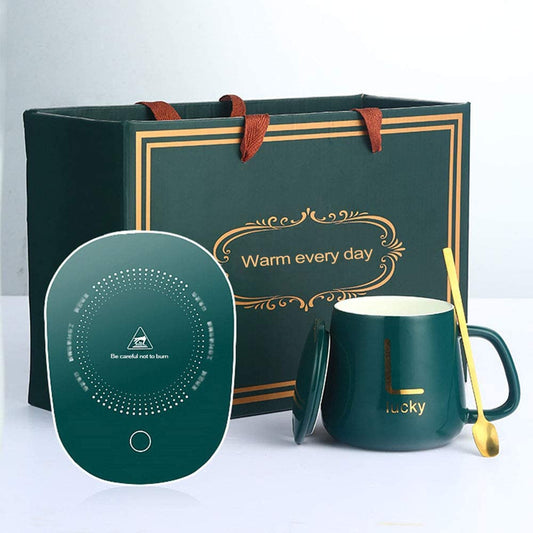 Electric Mug Warmer Plate with Ceramic Mug – Keep Your Drinks Hot