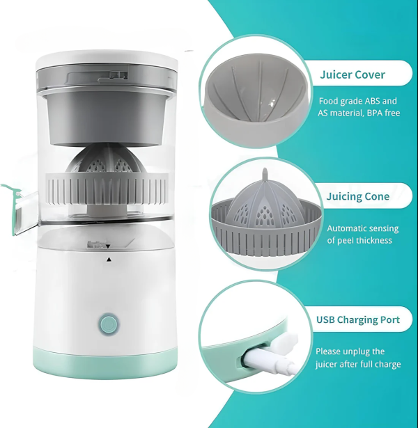 Rechargeable Citrus Juicer Machine – Portable Automatic Orange & Lemon Presser