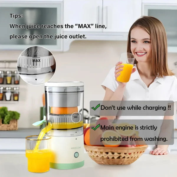 Rechargeable Citrus Juicer Machine – Portable Automatic Orange & Lemon Presser