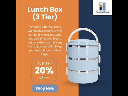 3 Tier Stainless Steel Tiffin Box – Leakproof & Insulated Lunch Carrier